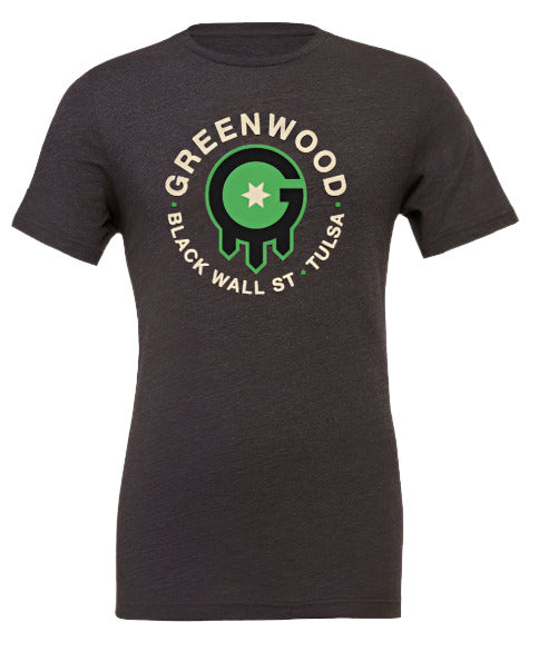 Greenwood Rising Tulsa Flag Tee Dark Grey Heather Front