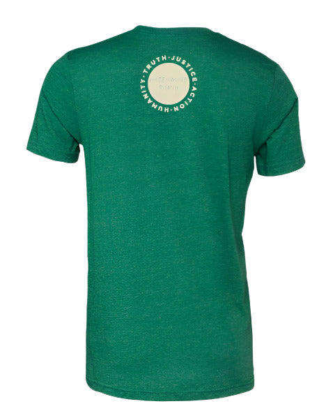 Greenwood Rising Tulsa Flag Tee Heather Grass Green Back