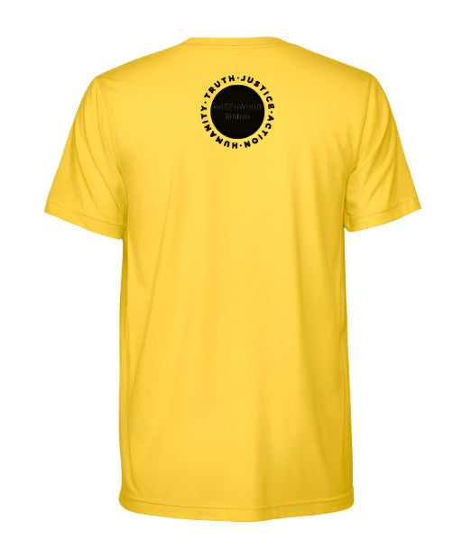 Greenwood Rising Tulsa Flag Tee Heather Yellow Back