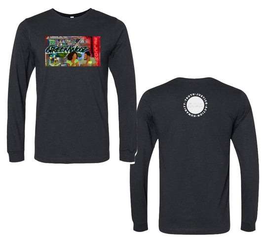 Greenwood Rising Mural Long Sleeve Tee Black