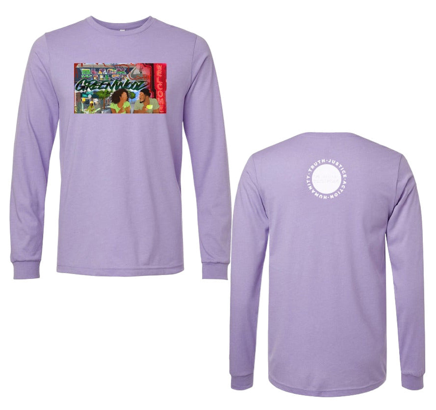 Greenwood Rising Mural Long Sleeve Tee Lavender