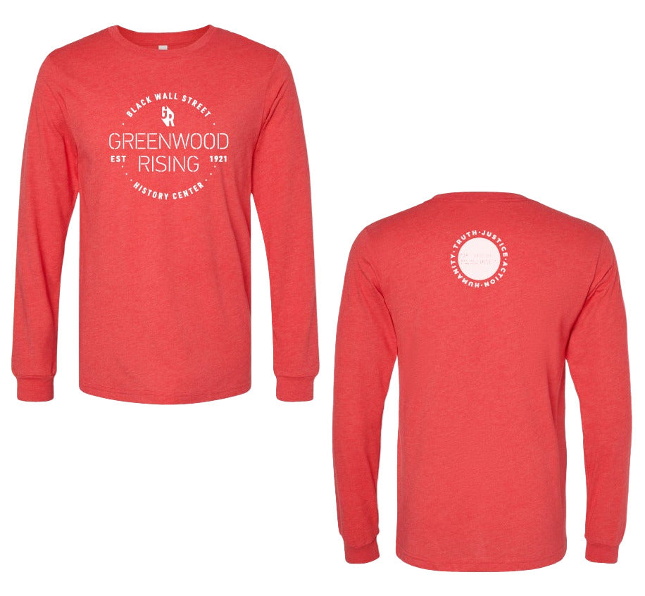 Greenwood Rising Icon Circle Long Sleeve Tee Red